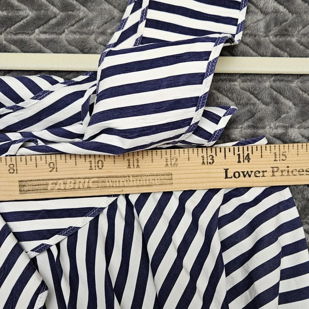 MSGM Milano Navy & White Striped Dress Size 4 Made In Italy 100% Cotton Nautical